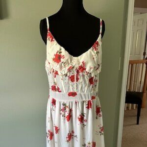 Woman's summer sleeveless floor length floral print dress